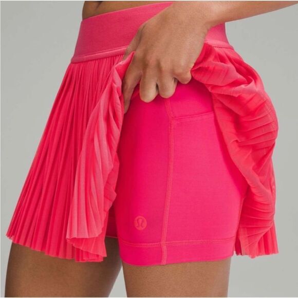 Lululemon Mesh Pleats Mid Rise Mini Tennis Skort Lip Gloss Pink - Picture 5 of 16